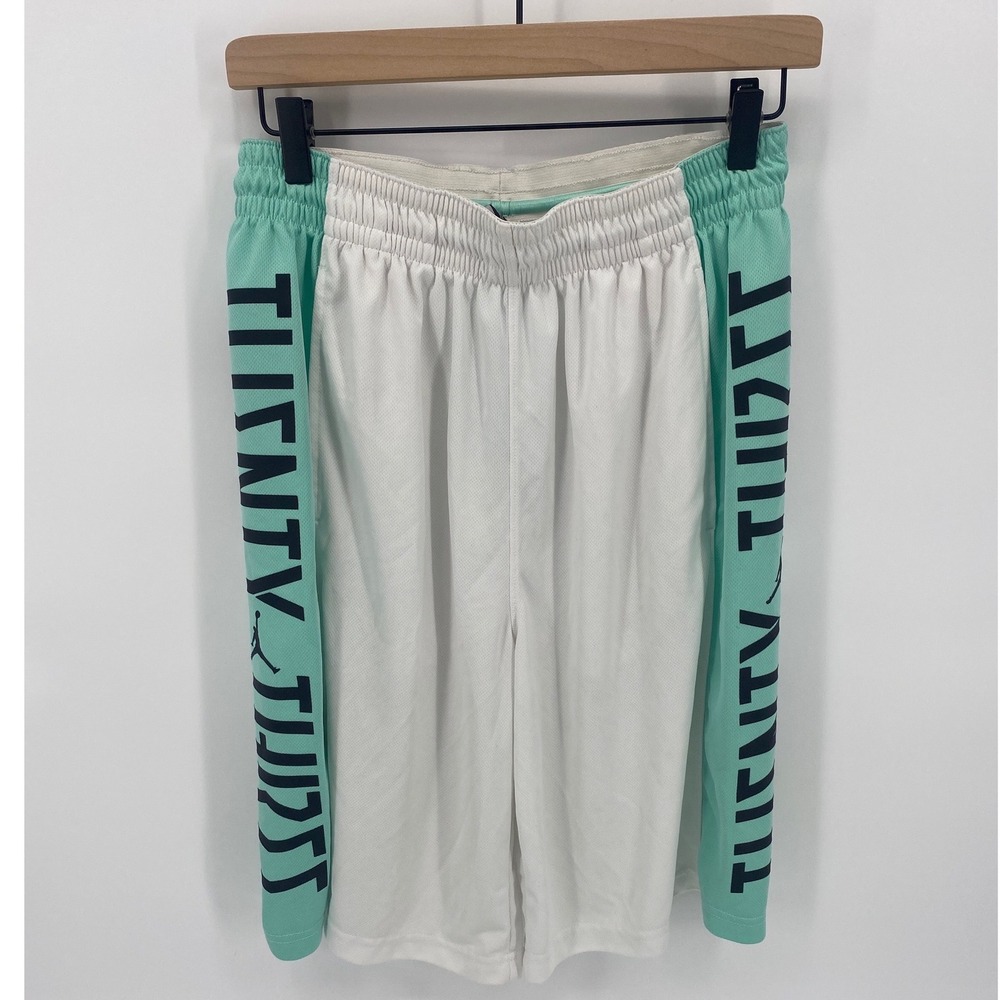 Jordan Basketball Shorts Large White Teal Excellent Dri-FIT Twenty Three Graphic